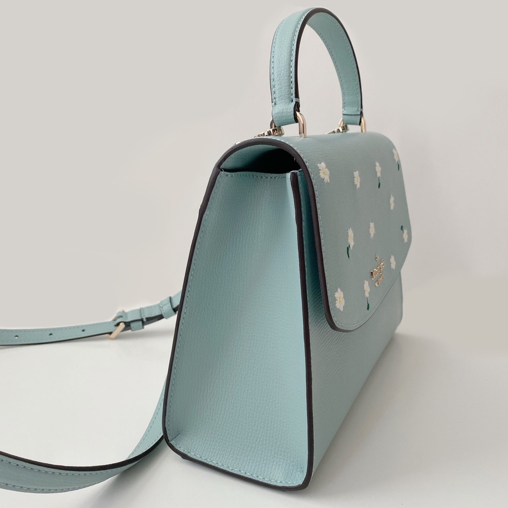 ♠️Kate Spade Embroidered Lea Daisy Floral Top Handle Satchel Aphrodite Green NWT - Picture 3 of 14